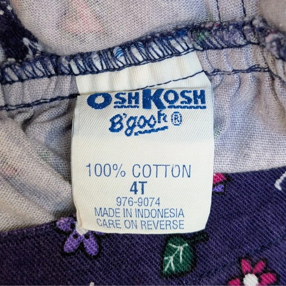 Vintage 90s Oshkosh Bgosh Purple ABC 123 Floral Jumper Overall‎ Dress Size 4T